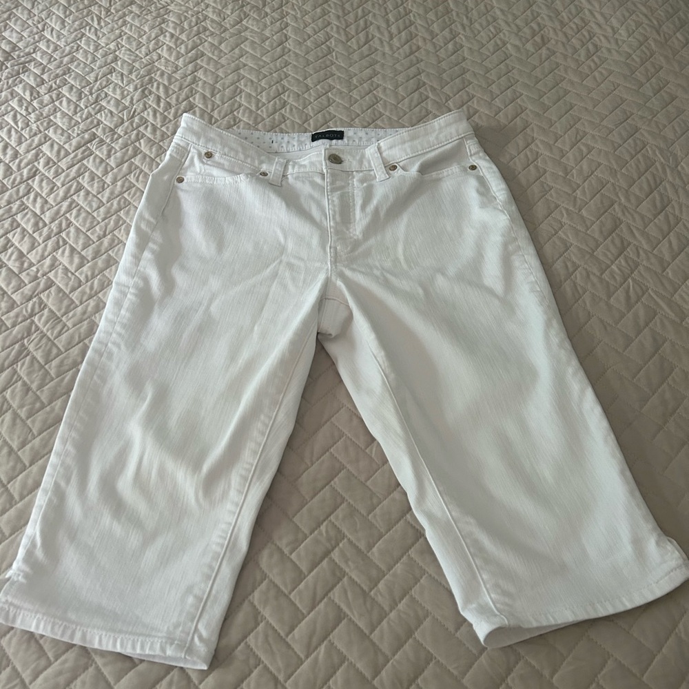 Talbots Size 8 white denim crop pants
